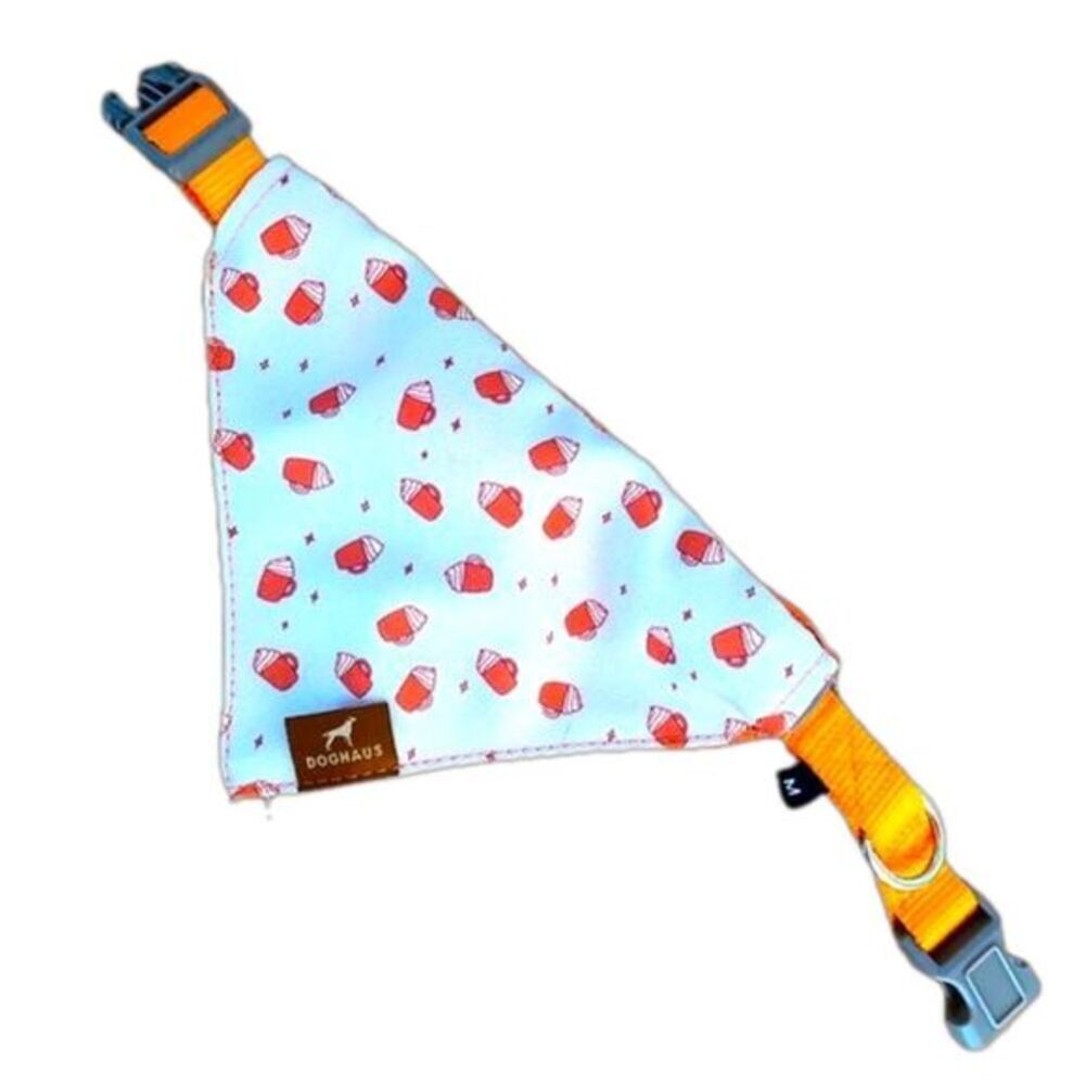 Pupacino Orange & White Dog Bandana Collar Medium Coffee Print NEW NWOT Puppy
